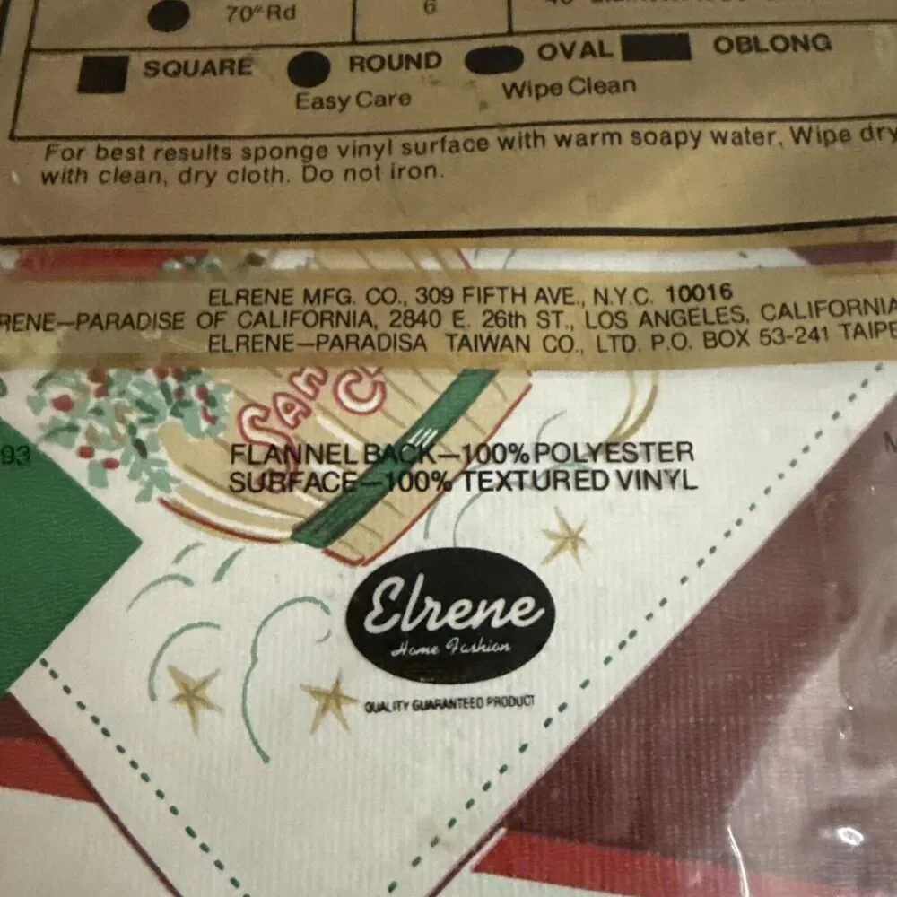 Styled by Lisa CHRISTMAS VINYL FLANNEL BACK TABLECLOTH 52